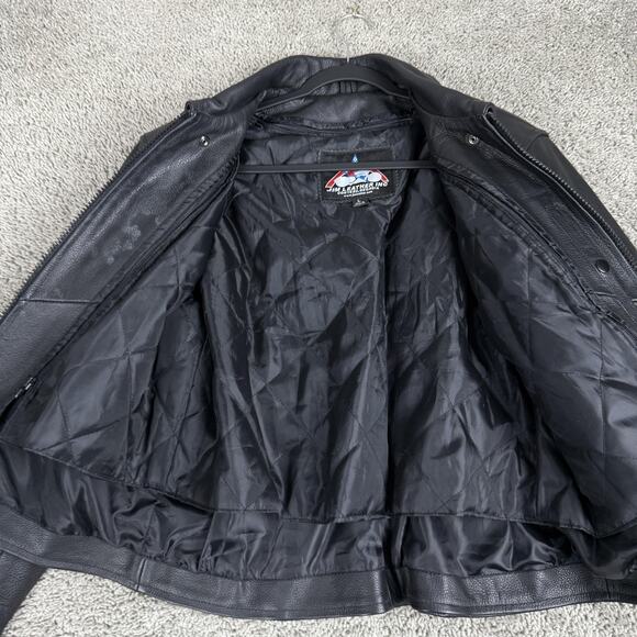 Jim Leather Jacket Womens Large Black Western Bone Bead Biker Motorcycle Zip - Picture 3 of 11